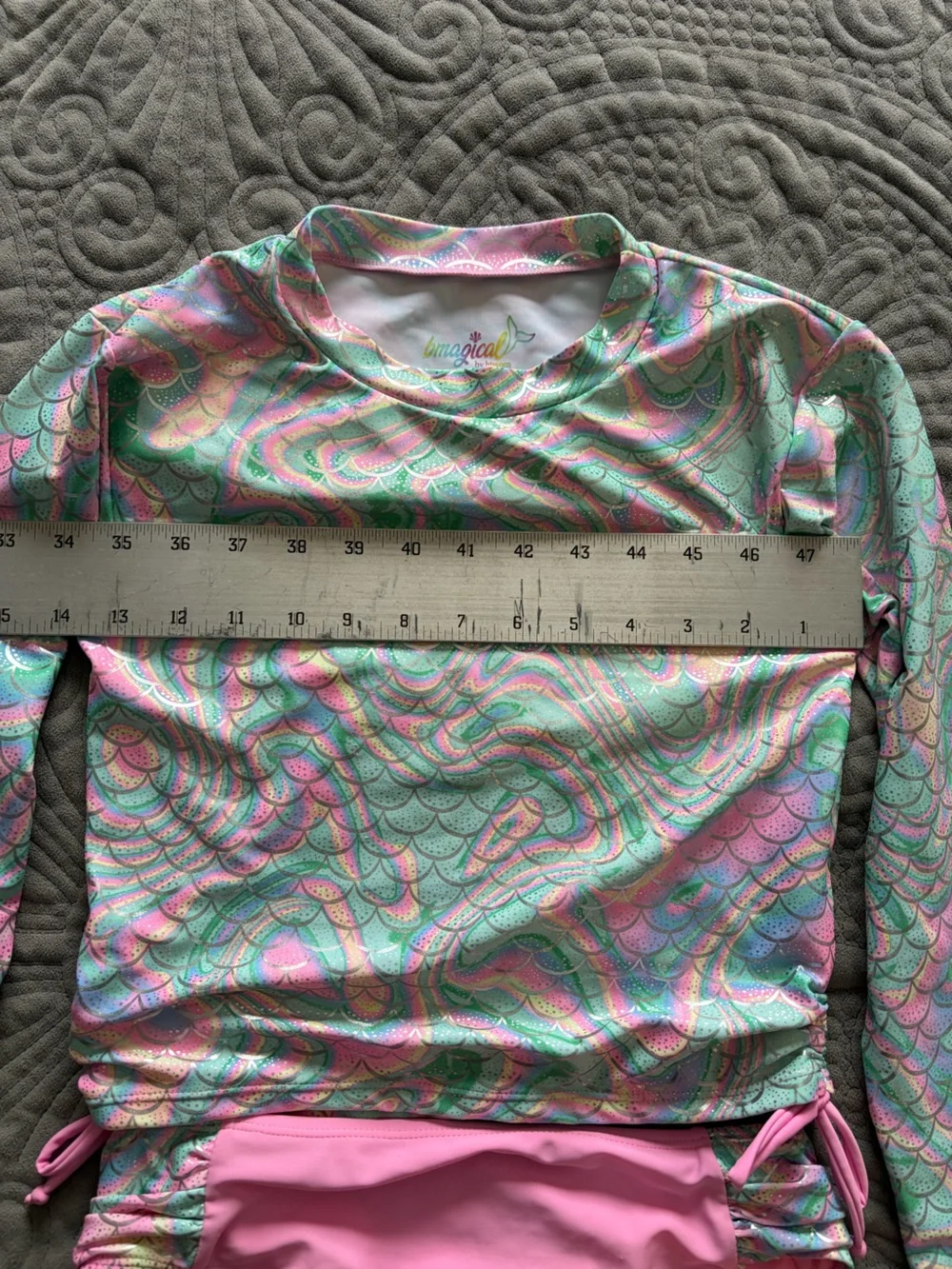 Long-Sleeve Pink Mermaid-Print Rashguard Set for Kids